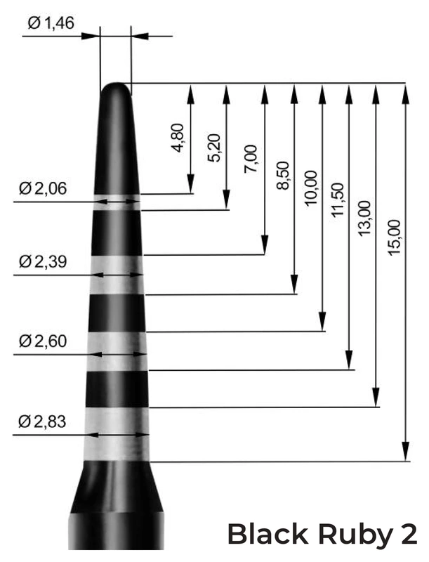 Disegno tecnico Black Ruby BR2 con quote dimensionali